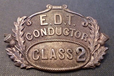 Edinburgh and District Tramways early period conductor Class 2 cap badge